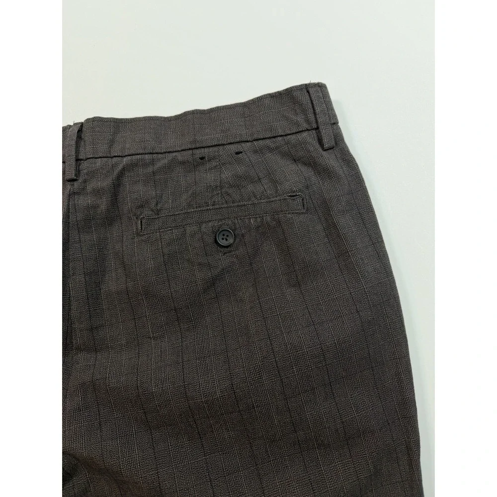Banana Republic Mens 36x34 Aiden Slim Fit Brown Grid Plaid Cotton Chino Trousers